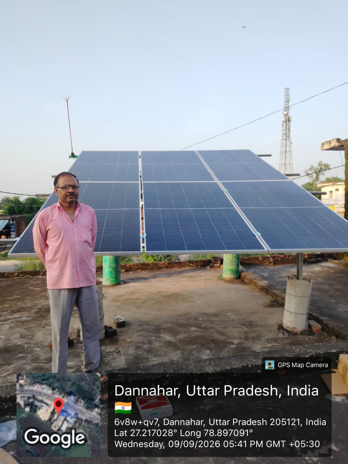 Home rooftop solar in Dannahar, Uttar Pradesh with the original location stamp