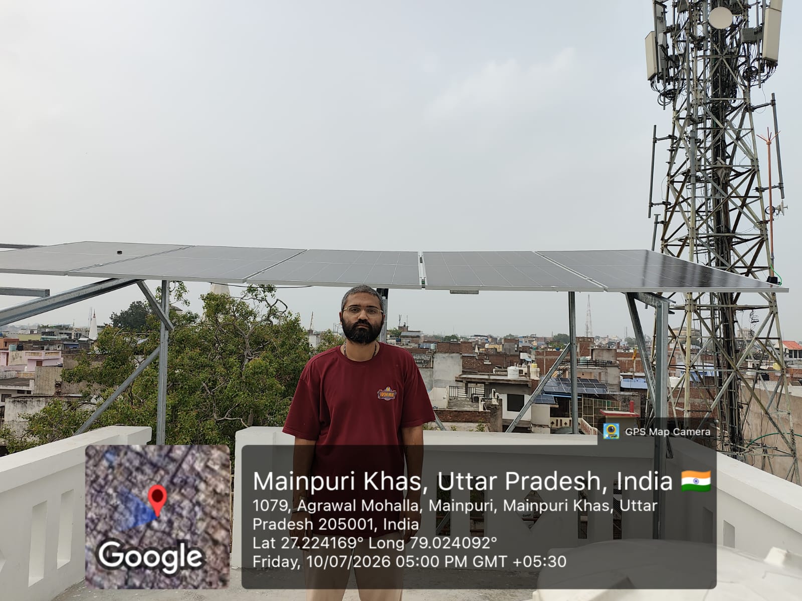 Elevated rooftop panels in Agrawal Mohalla, Mainpuri Khas with the original location stamp
